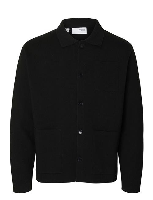 Slhmike Light Relaxed Polo Cardigan Noos Selected Black