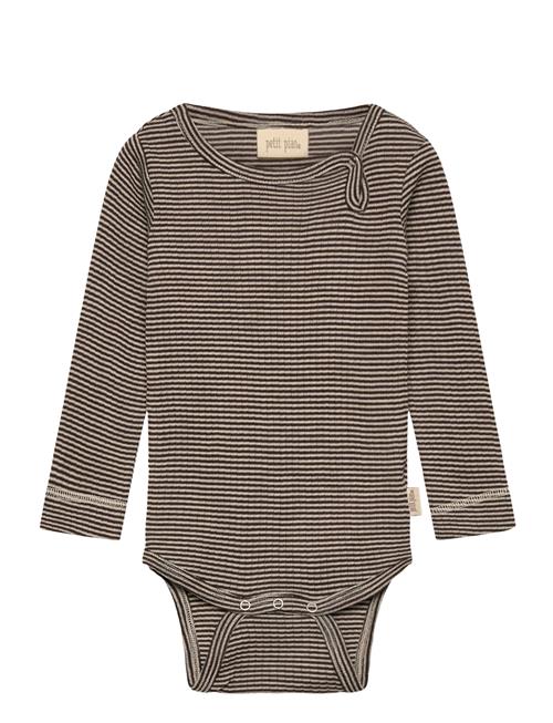 Ppdante Body L/S Merino Wool Striped Petit Piao Brown