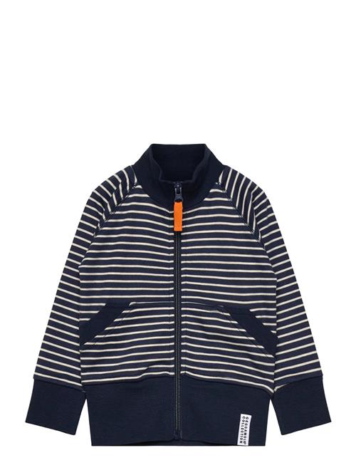 Zip Sweater Navy Beige Stripe Geggamoja Navy