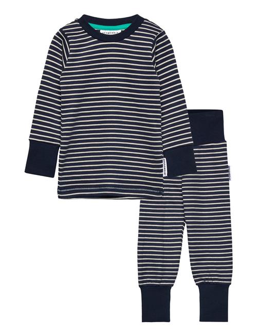 Two Piece Pyjamas Green Stripe Geggamoja Blue