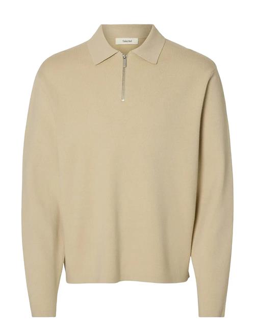 Slhteller Fn Relaxed Half Zip Polo Noos Selected Cream