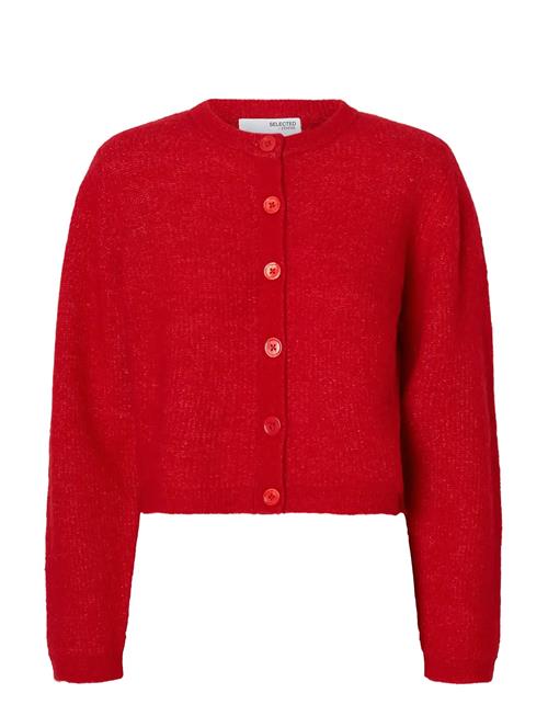 Slfsia Ras Ls Knit Cropped Cardigan Selected Red