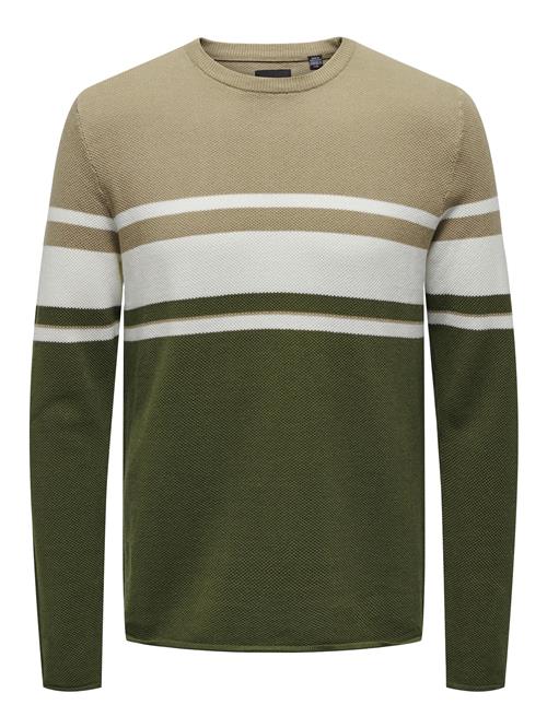 Only & Sons Pullover 'ONSNiguel'  mørkebeige / khaki / hvid
