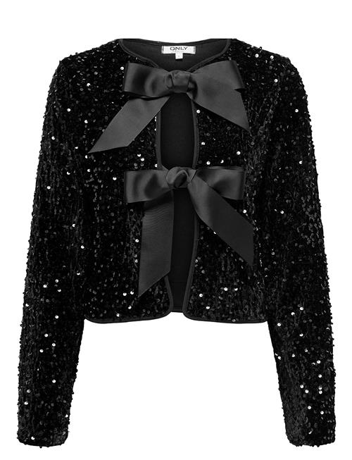 Onlanika Sequins Ls Bow Top Wvn Cs ONLY Black