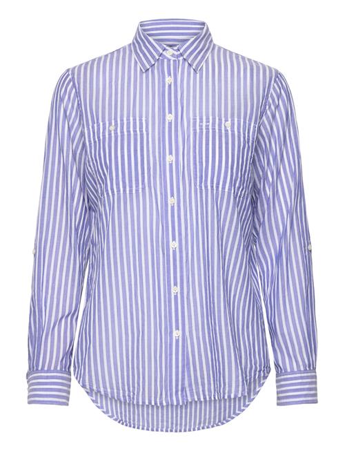 Relaxed Fit Voile Roll-Tab-Sleeve Shirt Lauren Ralph Lauren Blue