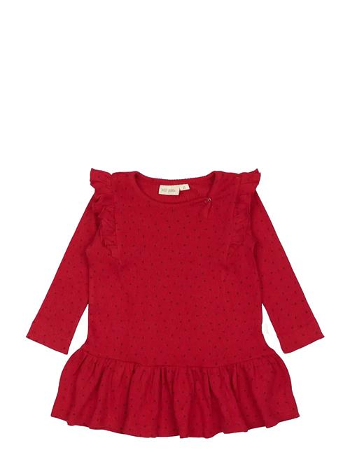 Dress L/S Frill Modal Heart Petit Piao Red