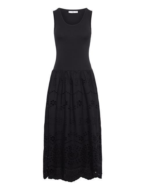 Openwork Embroidered Combined Dress Mango Black
