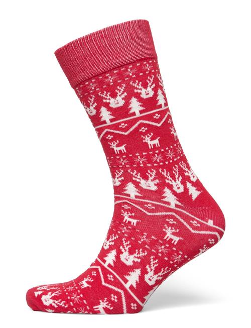 Red Reindeer Socks Happy Seasons Red