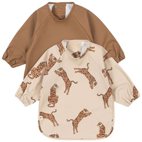 Konges Sløjd 2 Pack Dinner Bib With Sleeves Tiger/Toasted Coconut 18-36 months  Brun  18-36 måneder  unisex