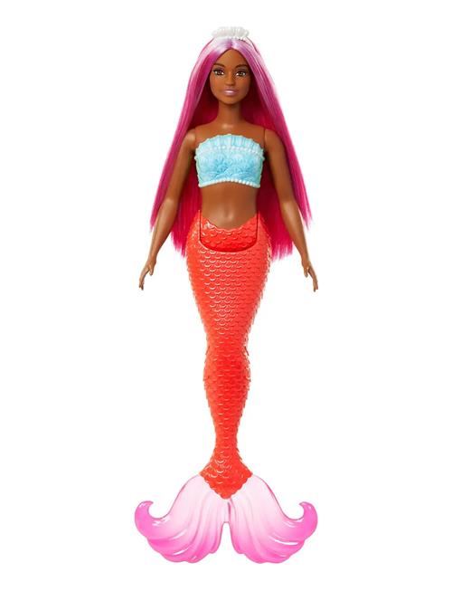 A Touch Of Magic Mermaid Doll With Magenta Hair, Tropical Red Tail And Headband Accessory Barbie Patterned