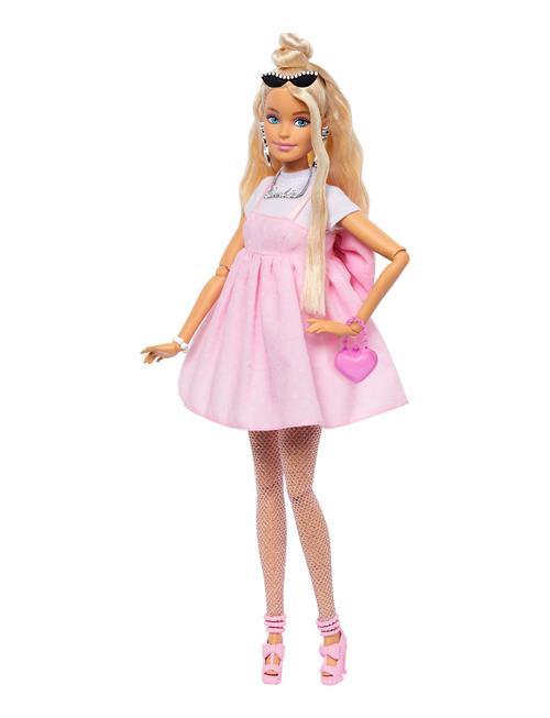 Deluxe Style Doll #3 In Pastel Pink Core Dress With Over D Bow, Blond Hair Barbie Patterned