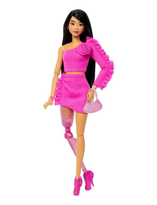 Deluxe Style #2 Doll In Pink Core Top And Skirt Set, Black Hair & Prosthetic Leg Barbie Patterned