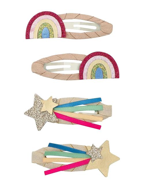 4 Hair Clips - Disco Over The Rainbow Dancing Queen Mimi & Lula Patterned