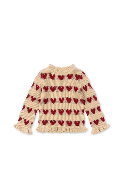 Konges Sløjd Laula Sweater Heart  Heart 3 Y  Beige  3 år  kvinde