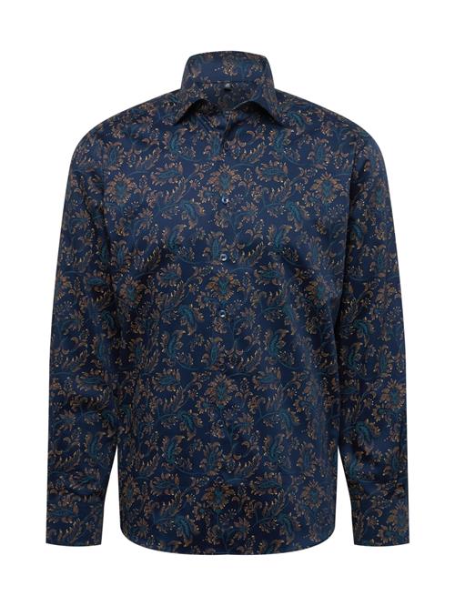 ETERNA Skjorte  natblå / brun / lysegul / smaragd