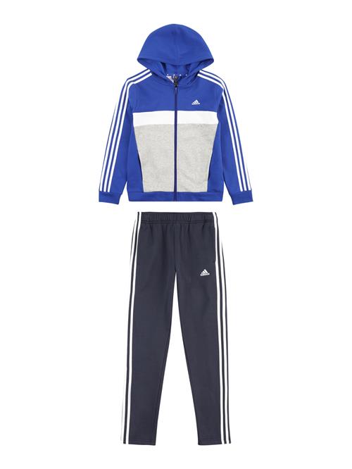 ADIDAS SPORTSWEAR Træningsdragt 'Tiberio 3-Stripes Colorblock Fleece'  blå / grå-meleret / sort / hvid