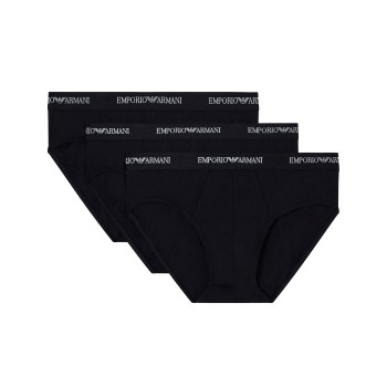 Emporio Armani Armani Stretch Jersey Briefs 3P Sort bomuld Medium Herre