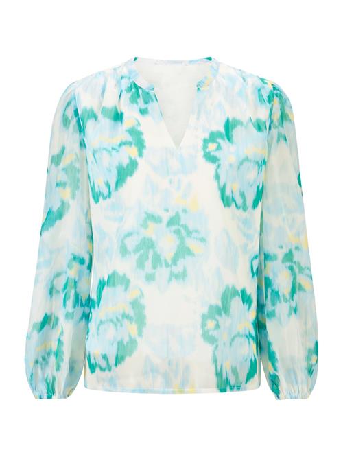 heine Bluse  lyseblå / gul / siv / offwhite