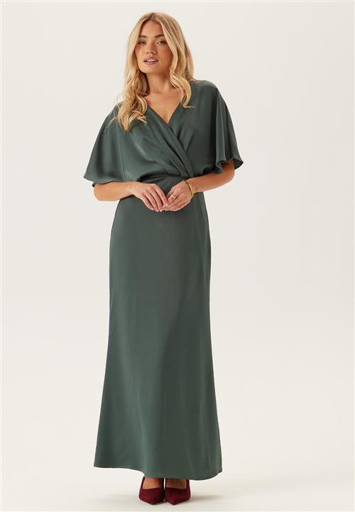 Bubbleroom Occasion Wrap Satin Ankle Dress
