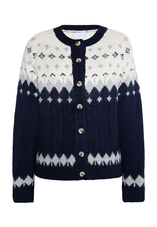 usha BLUE LABEL Cardigan  ecru / navy / lysegrå