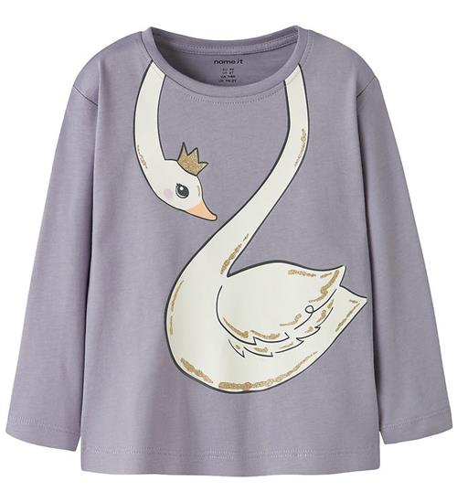 Name It Bluse - NmfValiane - Lavender Gray/Swan Princess