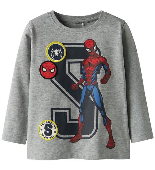 Name It Bluse - Noos - NmmDeep - Spiderman - Gråmeleret