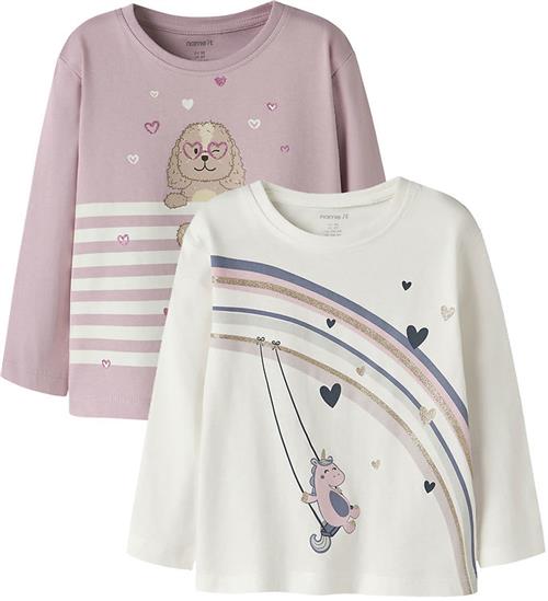 Name It Bluse - 2-pak - NmfValiane - Cloud Dancer/Dawn Pink