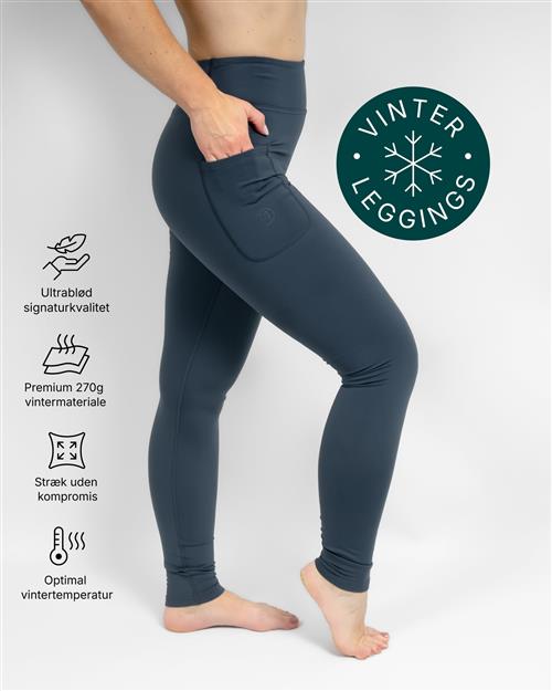 Aya Dusty Blue Tight Fit Winter Leggings