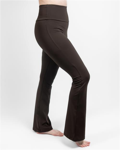 Maya Mocha Brown Flared Leggings Without Pockets