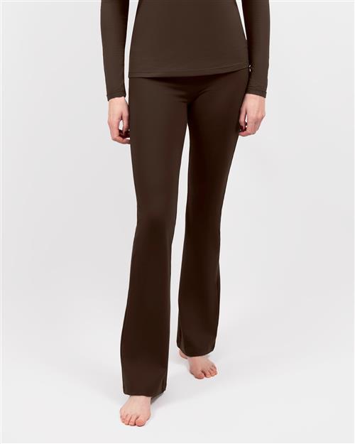 Maya Mocha Brown Flared Leggings Without Pockets - Regular