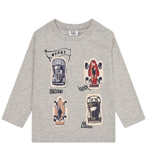 Hust and Claire Bluse - HcAnton - Soft Grey Melange m. Racerbile