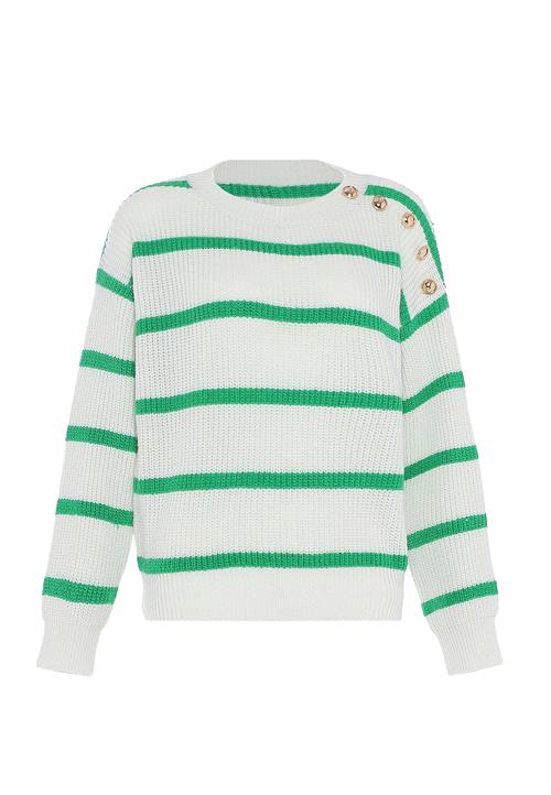 faina Pullover  grøn / hvid