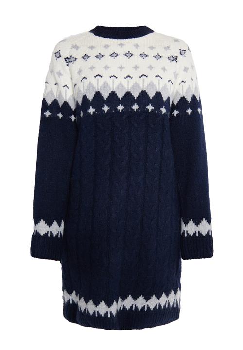 usha BLUE LABEL Strikkjole  navy / lysegrå / hvid