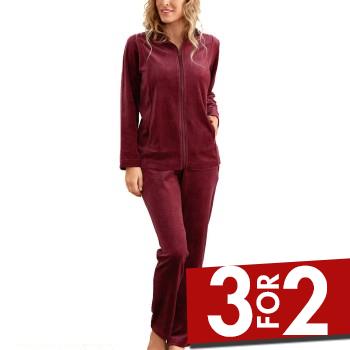 Damella Velour Plain Suit Mørkrørd 3XL Dame