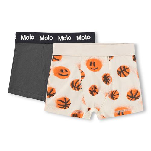 Molo GOTS Justin 2-pak Boxershorts Raven Basketballs  Raven Basketballs 122/128 cm  Sort  122/128 cm  mand