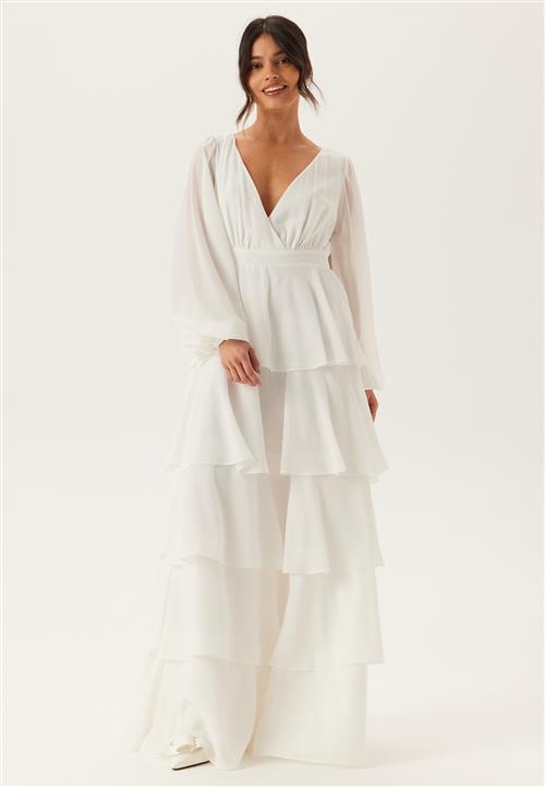 Goddiva Long Sleeve Tiered Maxi Dress