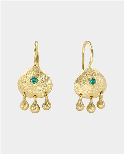 Venus - små øreringe med dansende dråber og grøn onyx