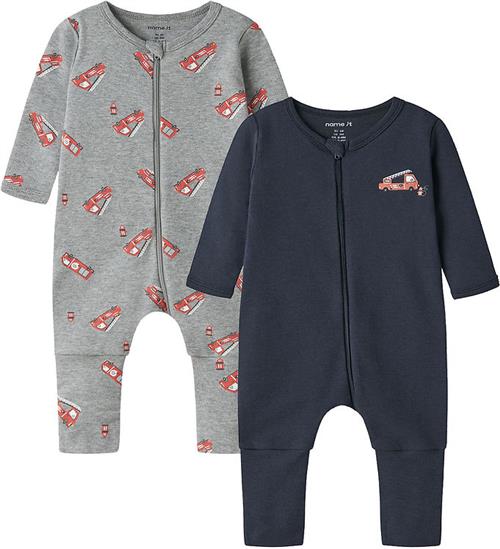 Name It Natdragt - Noos - 2-pak - Gråmeleret/Dark Sa