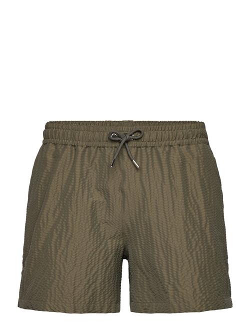 The Resort Co. | Classic Swim Shorts Olive Seersucker | L 37 cm