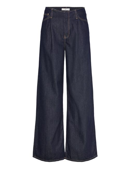 Mango | Wide Leg Denim Trousers With Frayed Waist | S