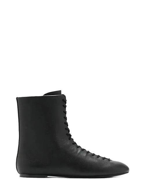 Mango | Lace-Up Leather Ankle Boots | 36