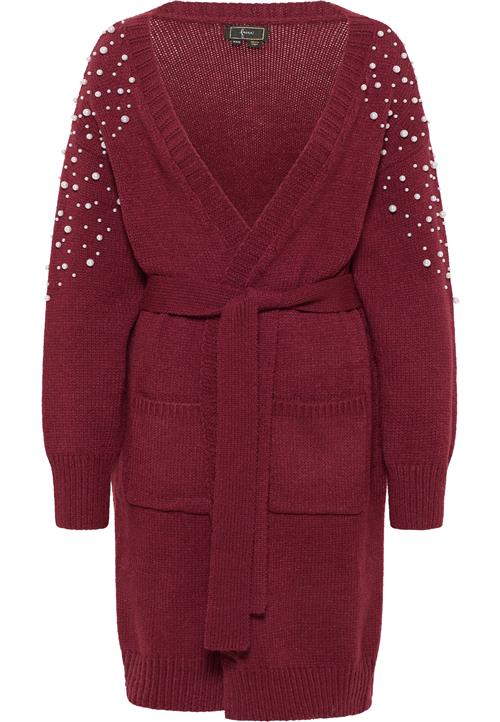 faina Cardigan  mørkerød / perlehvid