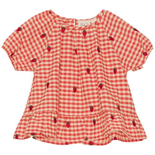 Flöss Molly Bluse Berry Gingham 122 cm  Rød  122 cm  kvinde