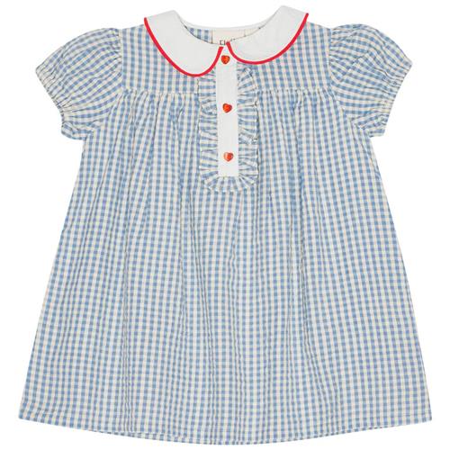 Flöss River Kjole Blue Soft White Gingham 98 cm  Blå  98 cm  kvinde