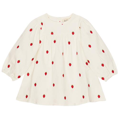 Flöss Cora Kjole White Denim Berry 92 cm  Hvid  92 cm  kvinde