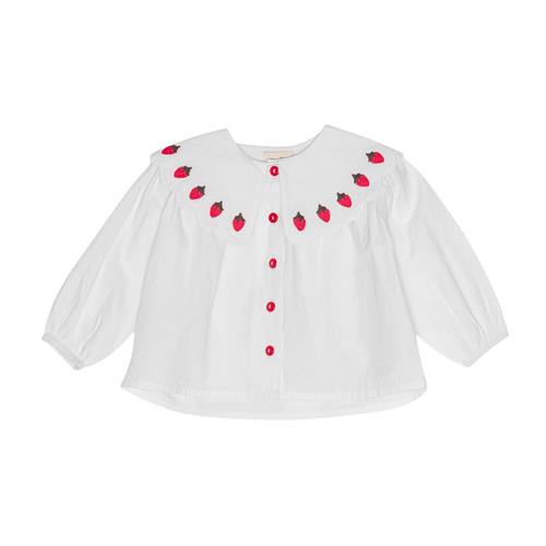 Flöss Everlyn Blouse Bright White Berry 74 cm  Hvid  74 cm  kvinde