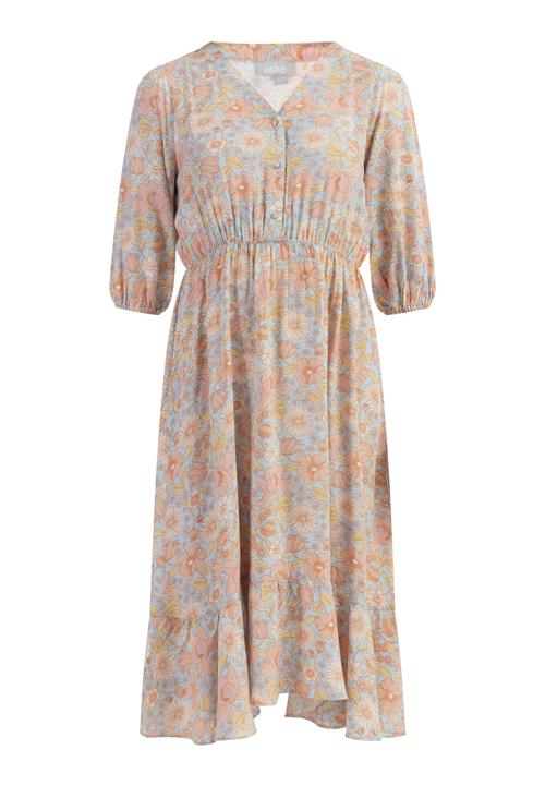 Usha Kjole  creme / lyseblå / pastelgul / pastelpink