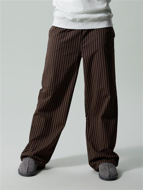 LMTD Wide Bukser Kelle Poplin Chocolate Brown Stripes