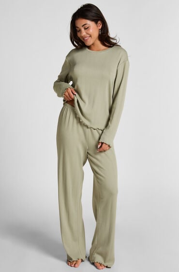 Hunkemöller Pyjama Pant Loose Pointelle Grøn