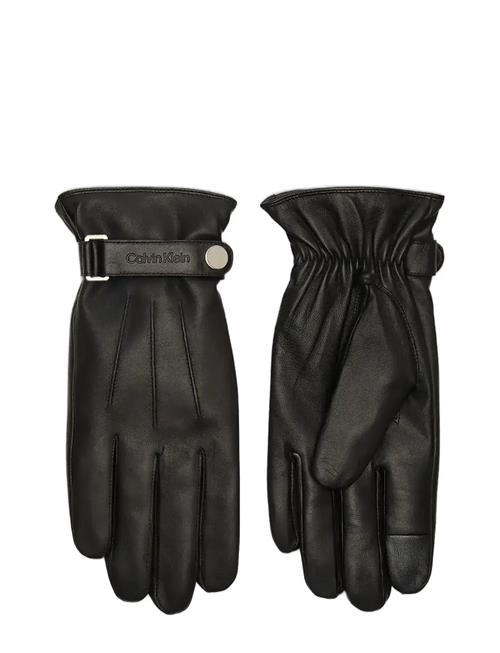Calvin Klein | Logo Strap Smooth Leather Gloves | L/XL